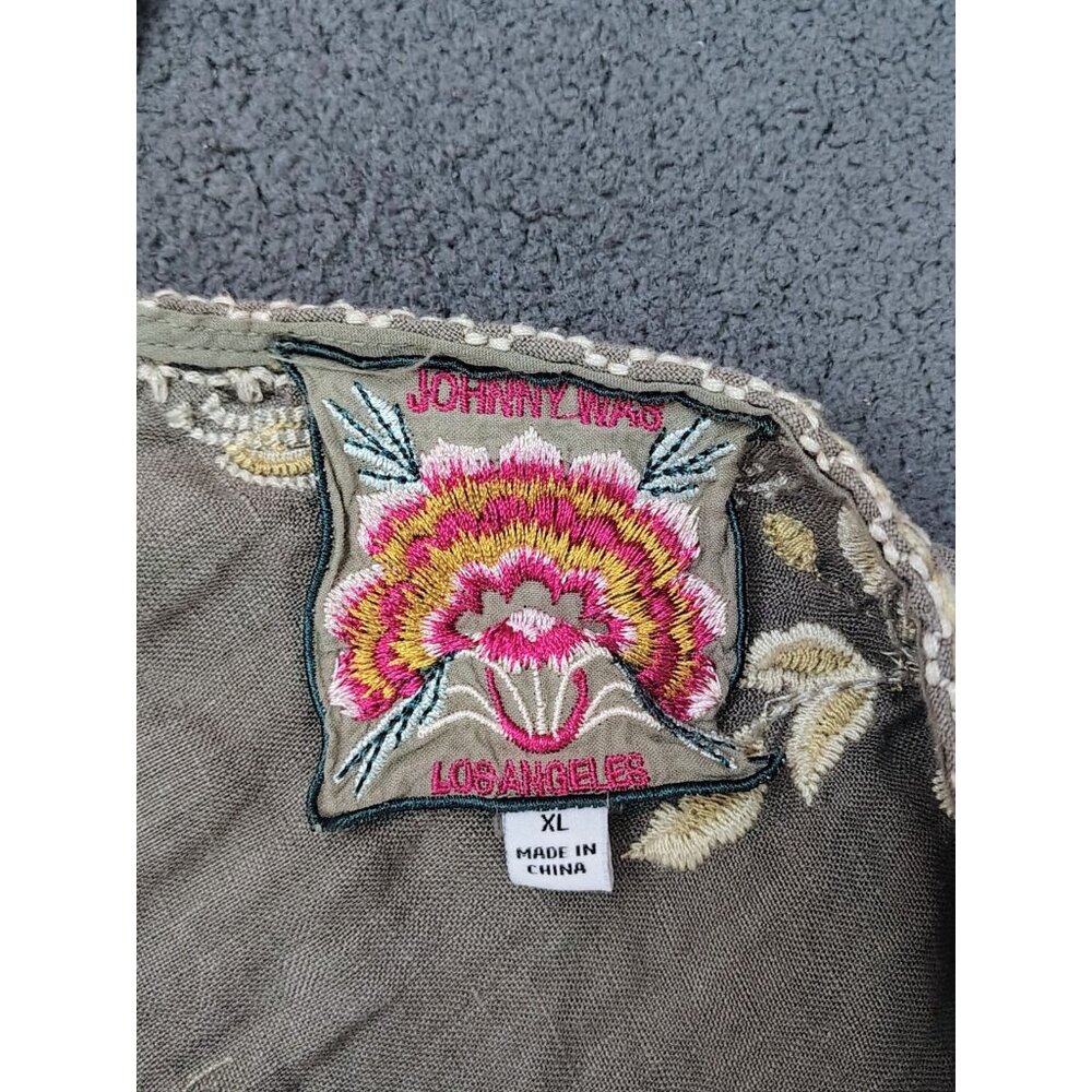 Johnny Was Kemi Embroidered Midi Linen Tank Dress Sz (XL) Taupe Coastal Neutral - Picture 3 of 9